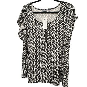 Notations Black and White Geometric Blouse